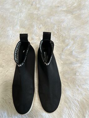 Black Michael Kors Sock-Style Slip-On Sneakers with White Sole